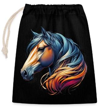 Horse - Closable cotton gift bag (25x30cm) - black - Front