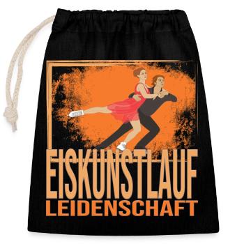Eiskunstlauf Leidenschaft - Verschließbarer Geschenkbeutel aus Baumwolle (25x30cm) - Schwarz - Vorne
