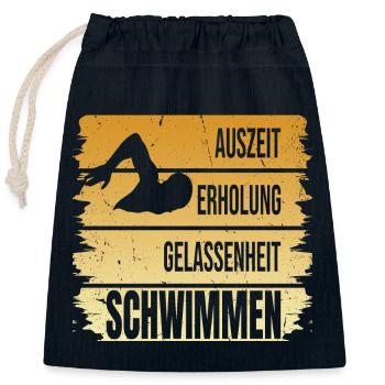 Auszeit - Erholung - Gelassenheit - Schwimmen - Verschließbarer Geschenkbeutel aus Baumwolle (25x30cm) - Navy - Vorne