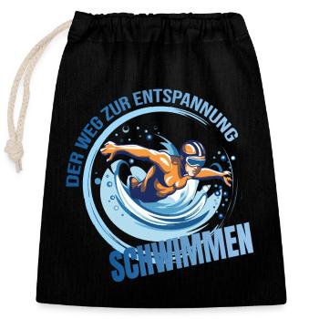 Der Weg zur Entspannung - Schwimmen - Verschließbarer Geschenkbeutel aus Baumwolle (25x30cm) - Schwarz - Vorne