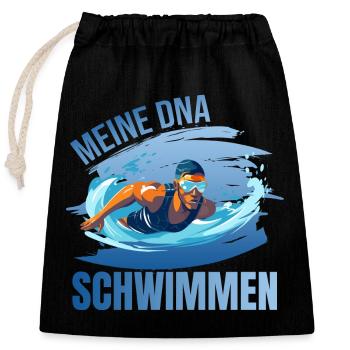 Meine DNA - Schwimmen - Verschließbarer Geschenkbeutel aus Baumwolle (25x30cm) - Schwarz - Vorne