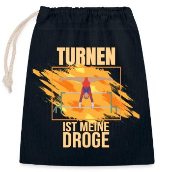 Turnen ist meine Droge - Verschließbarer Geschenkbeutel aus Baumwolle (25x30cm) - Navy - Vorne
