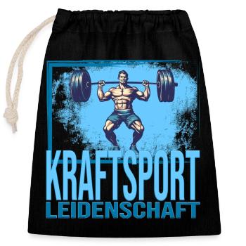 Kraftsport Leidenschaft - Verschließbarer Geschenkbeutel aus Baumwolle (25x30cm) - Schwarz - Vorne