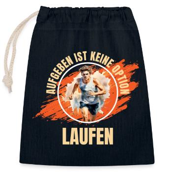 Laufen: Aufgeben ist keine Option - Verschließbarer Geschenkbeutel aus Baumwolle (25x30cm) - Navy - Vorne