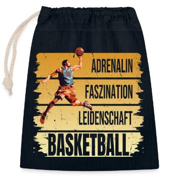 Adrenalin - Faszination - Leidenschaft -Basketball - Verschließbarer Geschenkbeutel aus Baumwolle (25x30cm) - Navy - Vorne