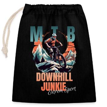 Downhill Junkie - Verschließbarer Geschenkbeutel aus Baumwolle (25x30cm) - Schwarz - Vorne