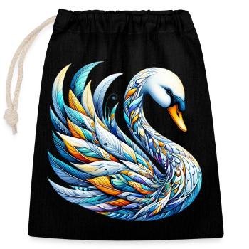 Swan - Closable cotton gift bag (25x30cm) - black - Front