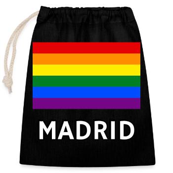 Pride Flag Madrid - Closable cotton gift bag (25x30cm) - black - Front