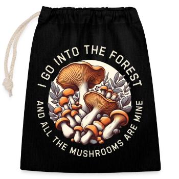 Champignons - Sac cadeau en coton avec cordon (25 x 30 cm) - noir - Devant