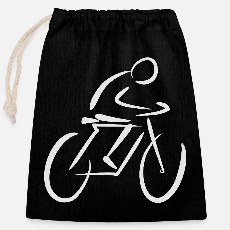 Cyclistes à vélo - Sac cadeau en coton avec cordon (25 x 30 cm) - noir
