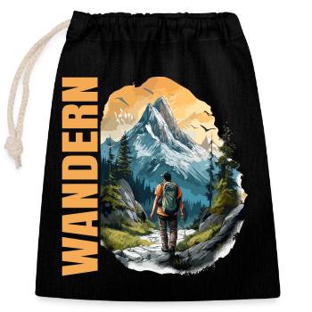 Wandern - Verschließbarer Geschenkbeutel aus Baumwolle (25x30cm) - Schwarz - Vorne