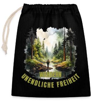 Unendliche Freiheit - Verschließbarer Geschenkbeutel aus Baumwolle (25x30cm) - Schwarz - Vorne