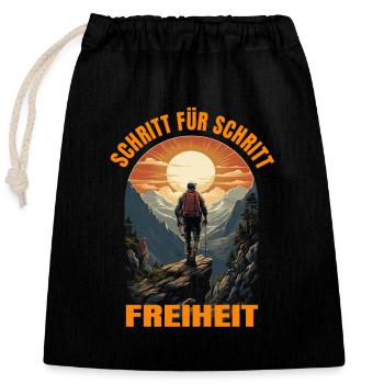 Schritt für Schritt Freiheit - Verschließbarer Geschenkbeutel aus Baumwolle (25x30cm) - Schwarz - Vorne
