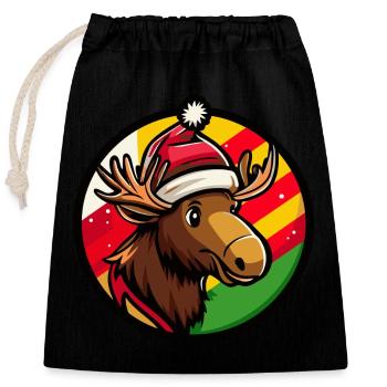 Moose Christmas Animal - Closable cotton gift bag (25x30cm) - black - Front