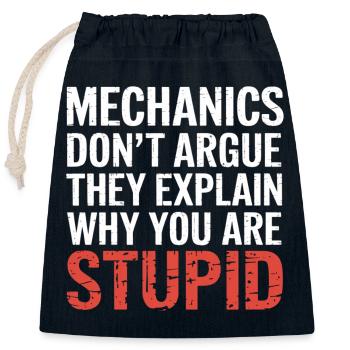 Mechanics Explain Why You Are Stupid 5 - Verschließbarer Geschenkbeutel aus Baumwolle (25x30cm) - Navy - Vorne