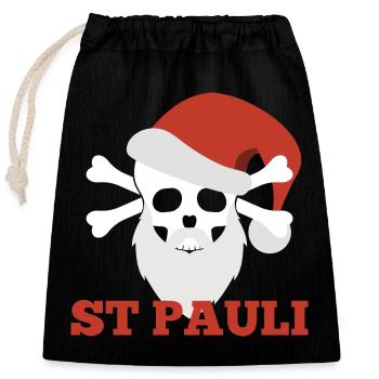 Sankt Pauli Christmas - Closable cotton gift bag (25x30cm) - black - Front
