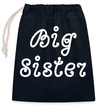 Big sister - Sac cadeau en coton avec cordon (25 x 30 cm) - bleu marine - Devant