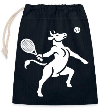 Cow Tennis Tennis Ball Balancing Horn Silhouette - Closable cotton gift bag (25x30cm) - navy - Front