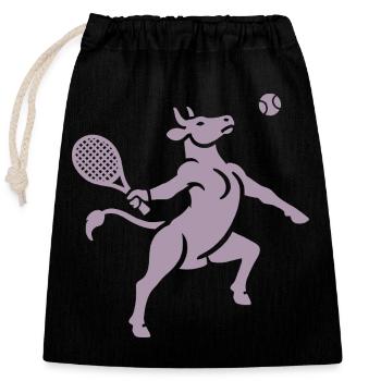 Cow Tennis Tennis Ball Balancing Horn Silhouette - Closable cotton gift bag (25x30cm) - black - Front