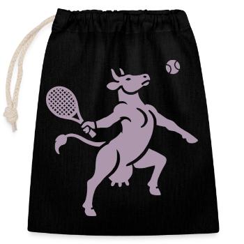 Cow Tennis Balloon Silhouette Minimalist - Closable cotton gift bag (25x30cm) - black - Front