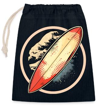 Surfbrett Grafik - Verschließbarer Geschenkbeutel aus Baumwolle (25x30cm) - Navy - Vorne