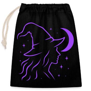 Witch Silhouette Moon Witchcore Motif - Closable cotton gift bag (25x30cm) - black - Front