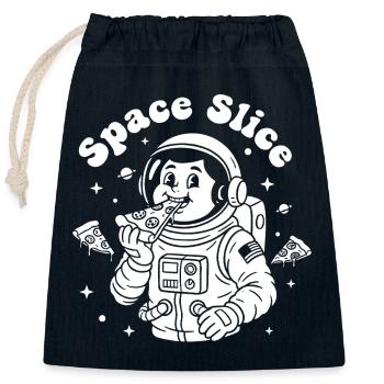 Space Slice Astronaut Pizza - Closable cotton gift bag (25x30cm) - navy - Front