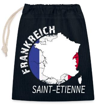 Saint-Étienne - Sac cadeau en coton avec cordon (25 x 30 cm) - bleu marine - Devant