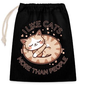 Amoureux des chats : plus que les humains - Sac cadeau en coton avec cordon (25 x 30 cm) - noir - Devant