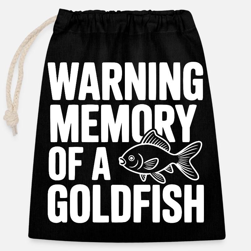 Warnerinnerung an einen Goldfisch - Verschließbarer Geschenkbeutel aus Baumwolle (25x30cm) - Schwarz