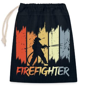 Feuerwehr Retro Look - Verschließbarer Geschenkbeutel aus Baumwolle (25x30cm) - Navy - Vorne