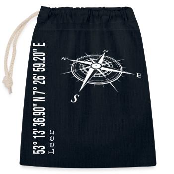 Leer - Verschließbarer Geschenkbeutel aus Baumwolle (25x30cm) - Navy - Vorne