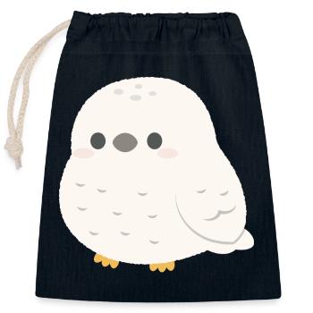 Schneeeulen-Kuschelzauber - Verschließbarer Geschenkbeutel aus Baumwolle (25x30cm) - Navy - Vorne