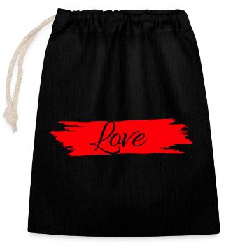 L’amour avec la bande de peinture rouge # - Sac cadeau en coton avec cordon (25 x 30 cm) - noir - Devant