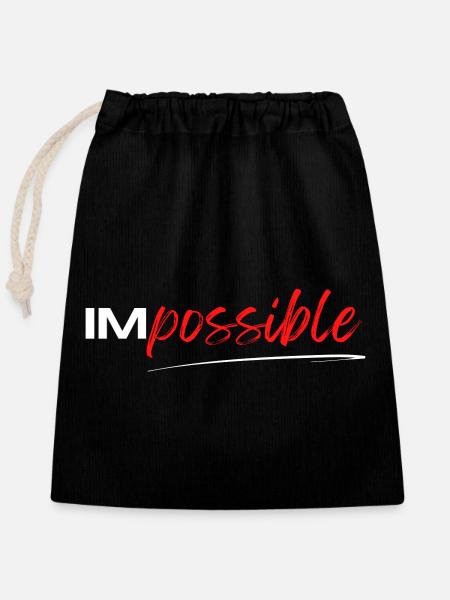 Geschenk "IM possible", sportliche Motivation - Verschließbarer Geschenkbeutel aus Baumwolle (25x30cm) - Schwarz