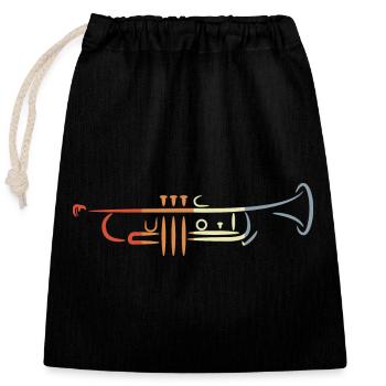 Vintage Trumpet Drawing - Closable cotton gift bag (25x30cm) - black - Front