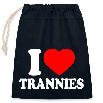 I love trannies - Verschließbarer Geschenkbeutel aus Baumwolle (25x30cm) - Navy - Vorne
