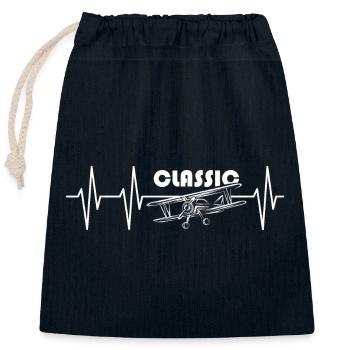 pulse aviation illustration heartbeat classic - Closable cotton gift bag (25x30cm) - navy - Front