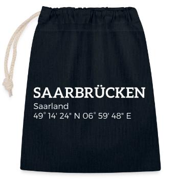 Saarbrücken Saarland Koordinaten - Verschließbarer Geschenkbeutel aus Baumwolle (25x30cm) - Navy - Vorne