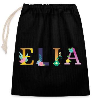 ELIA Name Adorned with Flowers - Closable cotton gift bag (25x30cm) - black - Front
