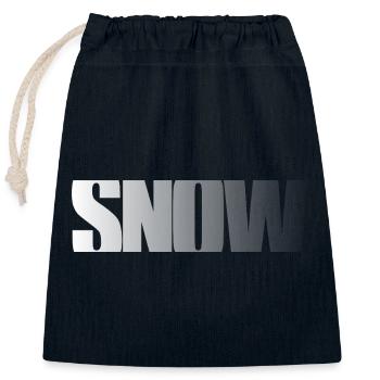 SNOW Lettering Snow White Bold Font Fat - Closable cotton gift bag (25x30cm) - navy - Front