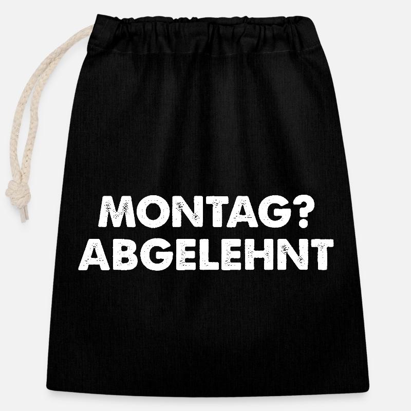 Lundi rejeté - Sac cadeau en coton avec cordon (25 x 30 cm) - noir