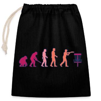 Disc Golf Evolution Lustiger Discgolfer Fliegender Disc - Verschließbarer Geschenkbeutel aus Baumwolle (25x30cm) - Schwarz - Vorne