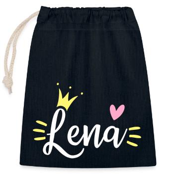Lena Name Crown - Closable cotton gift bag (25x30cm) - navy - Front