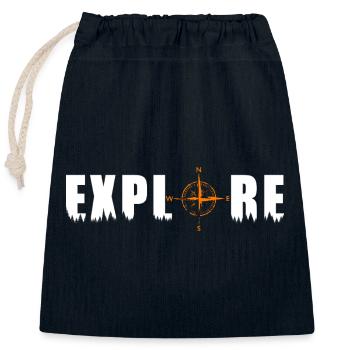Explorez le motif avec une boussole - Sac cadeau en coton avec cordon (25 x 30 cm) - bleu marine - Devant