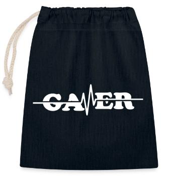 ECG à impulsions gamer - Sac cadeau en coton avec cordon (25 x 30 cm) - bleu marine - Devant