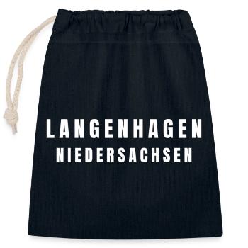 Langenhagen Niedersachsen - Verschließbarer Geschenkbeutel aus Baumwolle (25x30cm) - Navy - Vorne