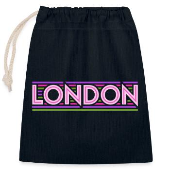 London Neon Typography Lines - Closable cotton gift bag (25x30cm) - navy - Front