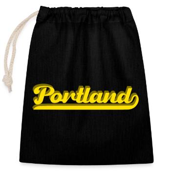 Portland Retro Script - Closable cotton gift bag (25x30cm) - black - Front