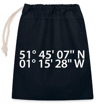 Oxford Koordinaten - Verschließbarer Geschenkbeutel aus Baumwolle (25x30cm) - Navy - Vorne